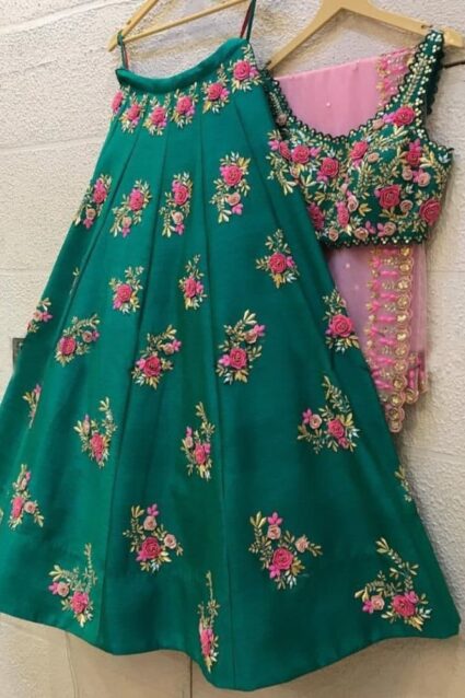 All Time Favourite Turquoise Lehenga Choli With Gorgeous Pink Dupatta