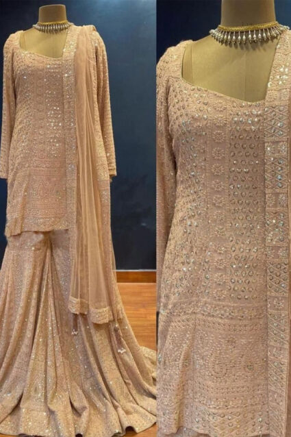 Baby Pink Sharara suit with emobroidery work Baby Pink Sharara suit with emobroidery work