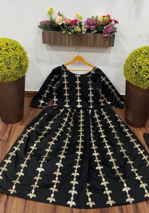Black Iridescent Lehenga Choli With Geometric Golden Embroidery