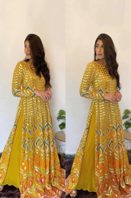 Buy Outstanding 2021 Yellow Yakita Kapoor Kurti Set Online