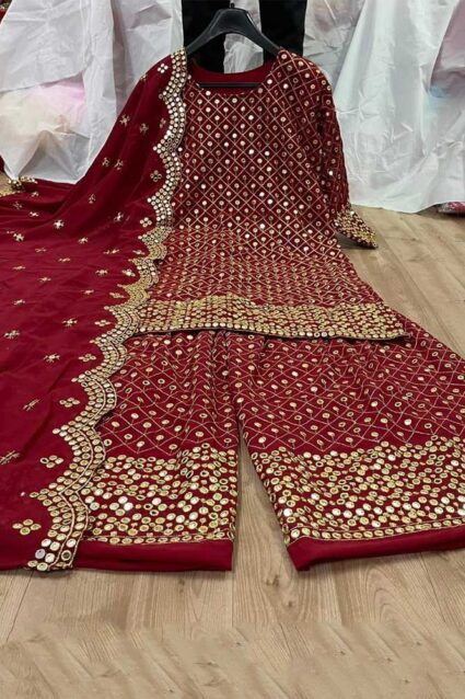 Buy Red Bridal Sharara Suit Inspired By Designer Yankita Kapoor Buy Red Bridal Sharara Suit Inspired By Designer Yankita Kapoor