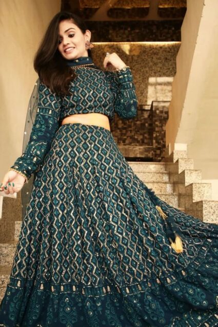 Fabulous Blue Lenenga Choli Dupatta For Weadding Wear