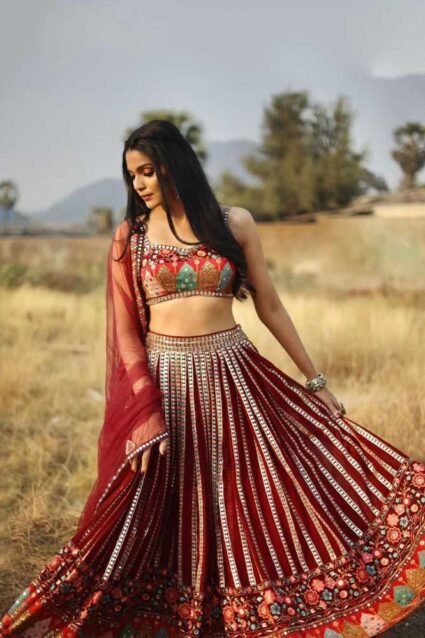 Indian Ethnic Angels Red Lehenga Choli With Dupatta