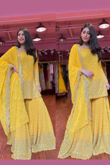 Designer Stunning Yankita kapoor Yellow Sharara dress online Designer Stunning Yankita kapoor Yellow Sharara dress online