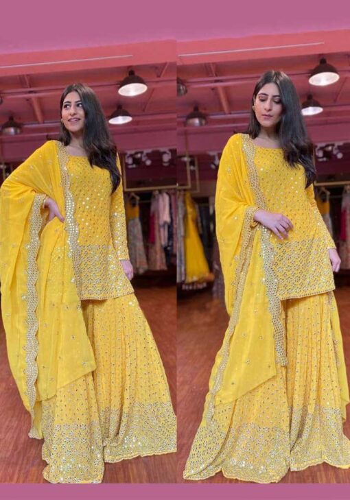 Designer Stunning Yankita kapoor Yellow Sharara dress online