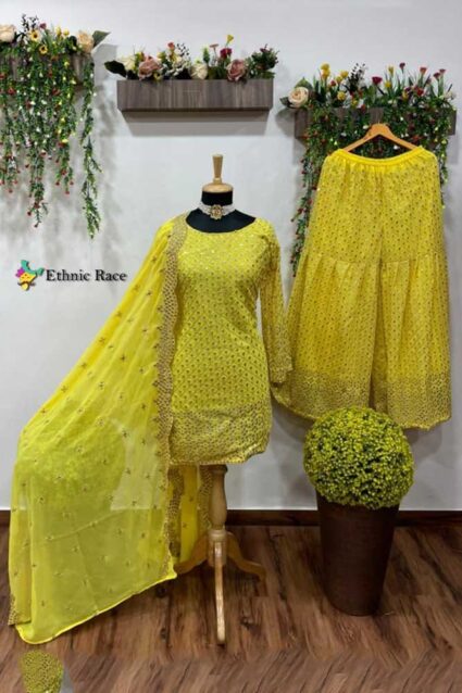 Designer Stunning Yankita kapoor Yellow Sharara dress online Designer Stunning Yankita kapoor Yellow Sharara dress online