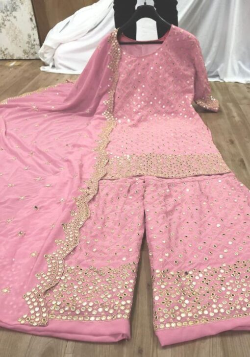 Latest Yankita Kapoor 2021 Pink Sharara Suit Online At Pest Pirce