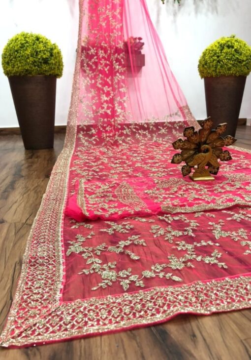 Red Colour Beautiful Designer Saree On Premium Soft Net Fabric With Coding Work