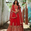 Red color designer Lehenga with Emobroidery and sequin work