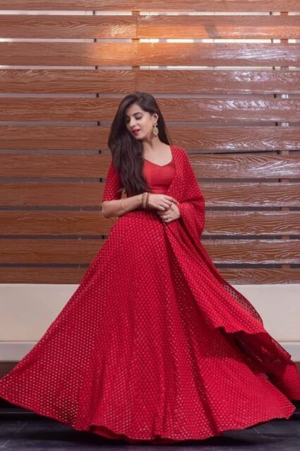 Splendid Full Red Lehenga Choli With Fine Diamond Embroidery