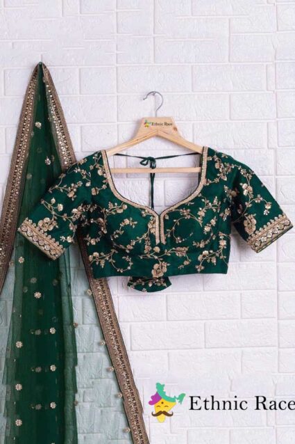 Stunning 2021 Bottle Green Lehenga Choli For Wedding