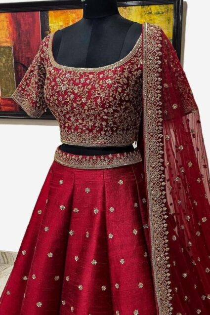 Super Authentic Maroon Bridal Lehenga Choli For Indian Brides