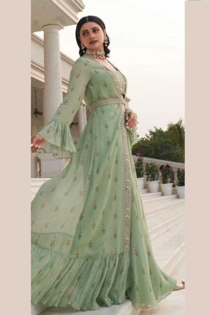 Truly Tempted Prachi Desai Sage Green Wedding Wear Dress Truly Tempted Prachi Desai Sage Green Wedding Wear Dress
