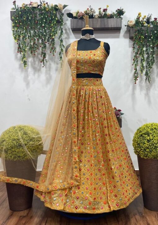 Yankita Kapoor Heavenly Golden Lehenga Choli For Bridal Wear
