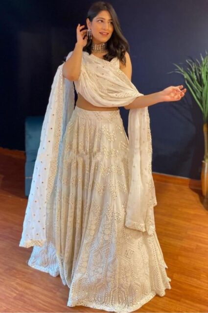 Yankita Kapoor Latest Off-White Lehenga Choli