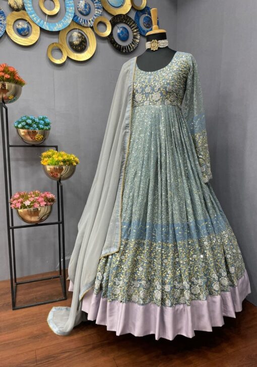 Exotic Eastern Blue Party Wear Indian Ethnic Gown