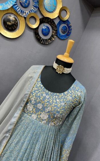 Exotic Eastern Blue Party Wear Indian Ethnic Gown