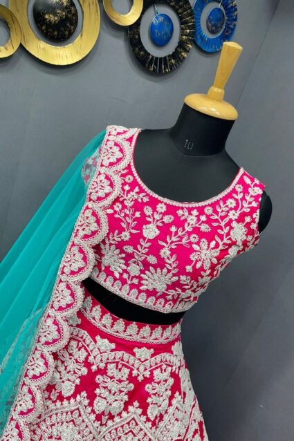 Beautiful Pink Colour Lehenga Choli In Chikankari Embroidery