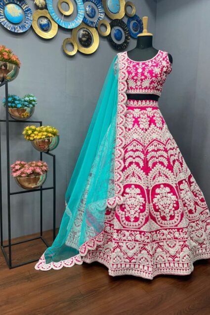 Beautiful Pink Colour Lehenga Choli In Chikankari Embroidery