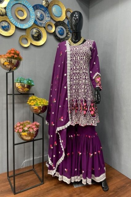 Dreamy Purple Sharara Suit Dress for Women Dreamy Purple Sharara Suit Dress for Women
