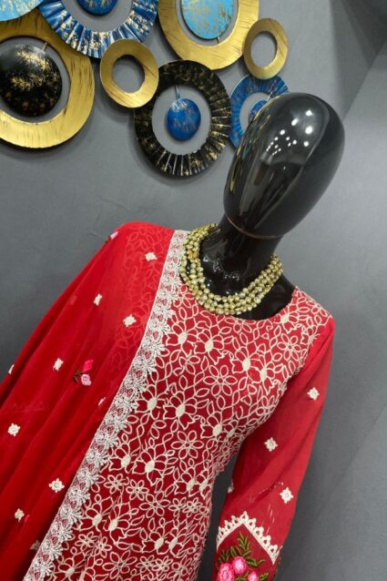 Superb Red Colour Sharara Suit For Rich Ethnic Look Superb Red Colour Sharara Suit For Rich Ethnic Look