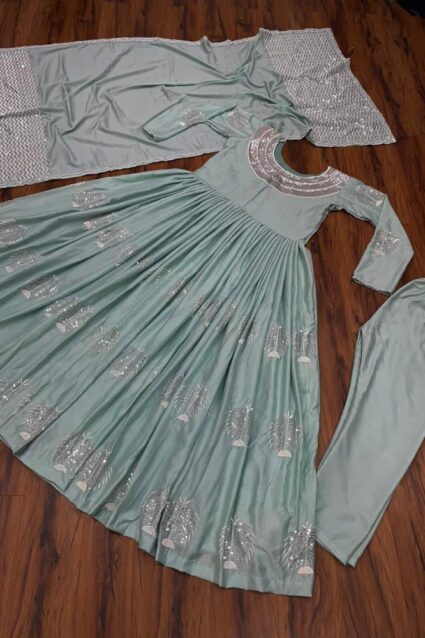 Aqua Blue Luxurious Women Designer Salwar Suit for Fest