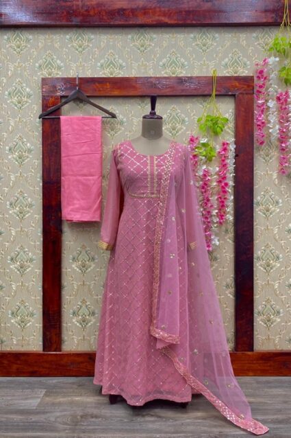 Brithish Pink Anarkali Salwar Suit in Gown Inspired Design