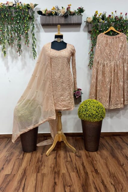 Cream Colour Fabulous Designer Suit On Heavy Georgette Fabric Cream Colour Fabulous Designer Suit On Heavy Georgette Fabric