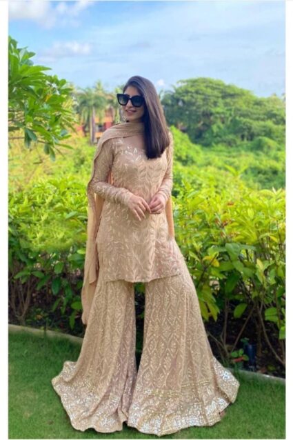 Cream Colour Fabulous Designer Suit On Heavy Georgette Fabric Cream Colour Fabulous Designer Suit On Heavy Georgette Fabric