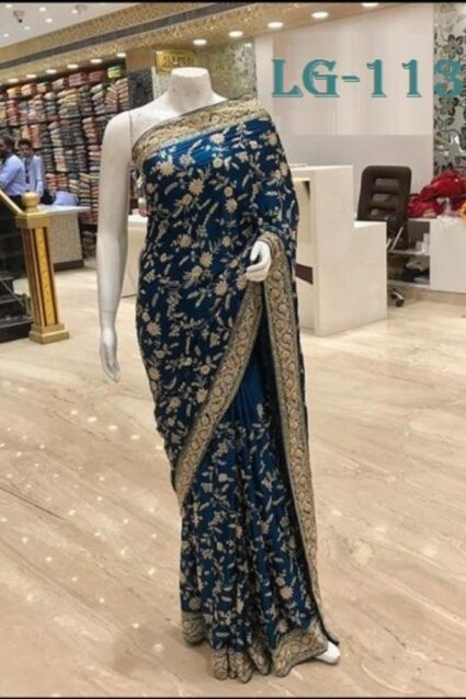 Navy Blue colour Luxurious Saree for Elegant Indian Women
