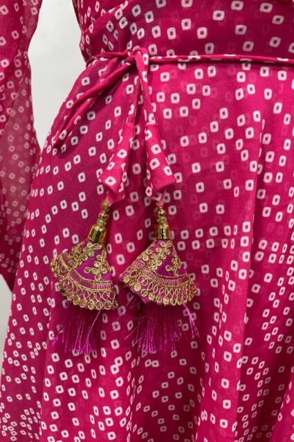 Radiant Rani-Pink Anarkali Suit With Tassel Belt For Women Radiant Rani-Pink Anarkali Suit With Tassel Belt For Women
