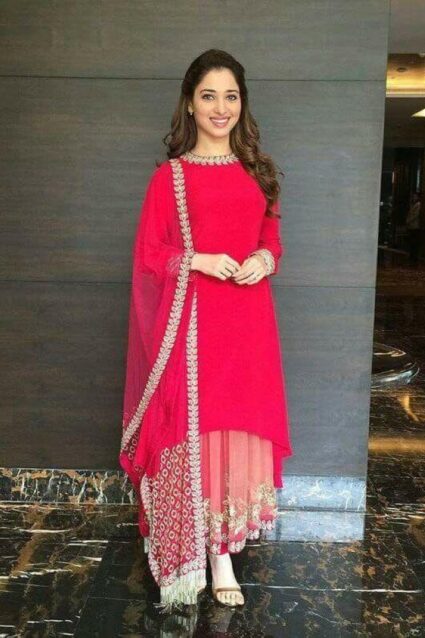 Tamanna Bhatia Pink Palazzo Suit in Bollywood Design