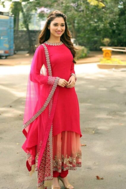 Tamanna Bhatia Pink Palazzo Suit in Bollywood Design