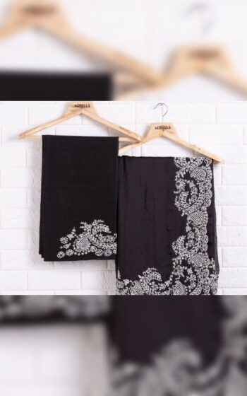Traditional Indian Thread Work Black Saree for Women
