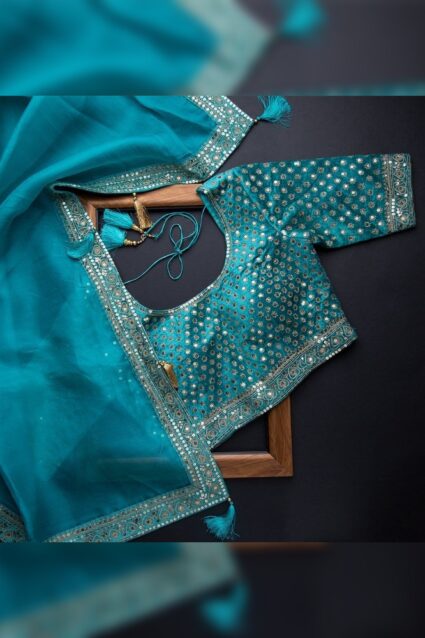 Designer Peacock Blue Colour Saree for Women