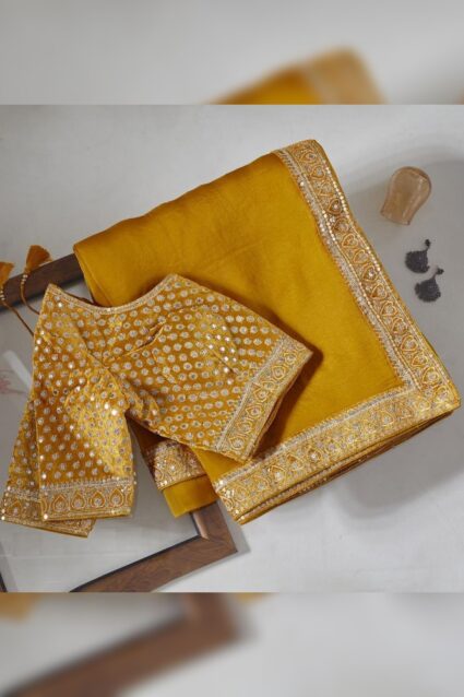 Unique Saffron Color Saree with Embrodery Border for Women