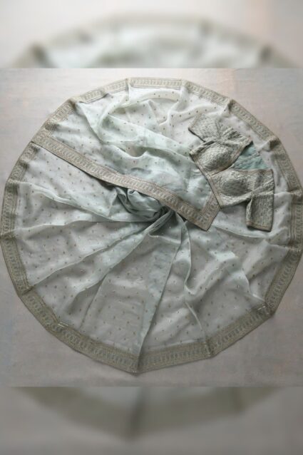 Fine Sky Blue Party Wear Saree for Women