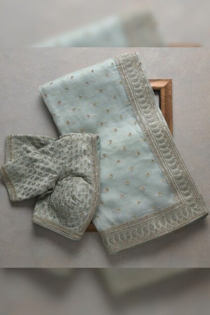 Fine Sky Blue Party Wear Saree for Women