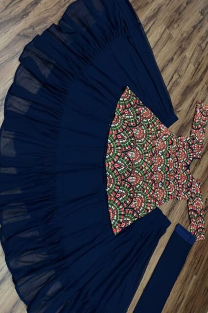 Navy Blue Color Beautiful Lehenga On Georgette Fabric With Embroidery