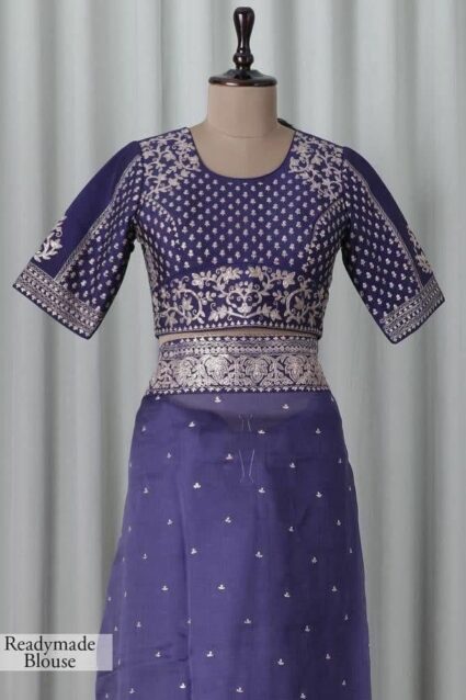 Violet Color Luxurious Saree On Organza Silk Fabric With Coding And Sequin Work