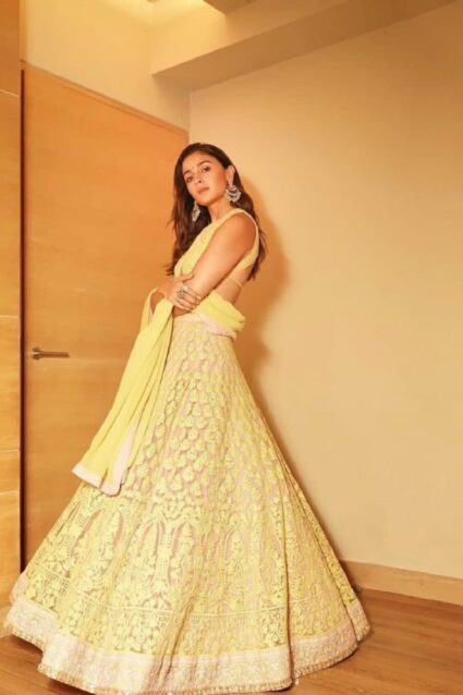 Alia Bhatt Most Stylish Yellow Manish Malhotra lehenga