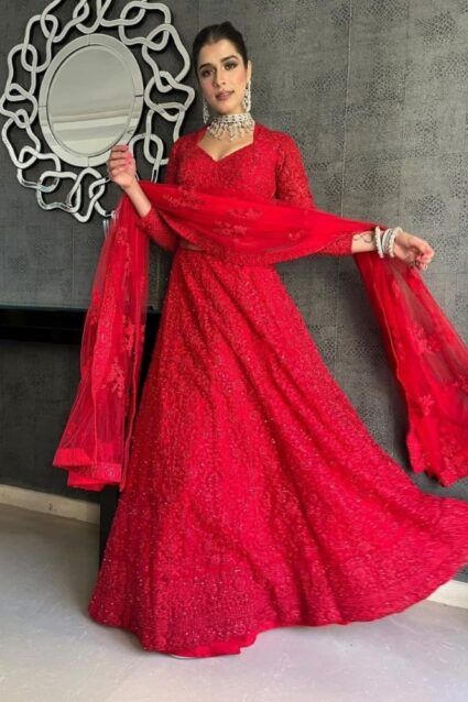 Gorgeous Red Sequins Lehengha Luxurious Style for Women