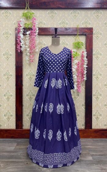 Blue Color Kriti Sanon Glamorous Gown On Crepe