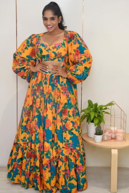 Multi Color Fancy Lehenga Georgette With Koti