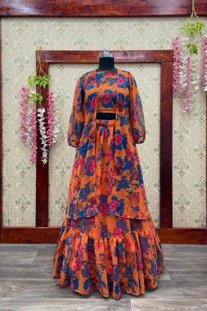 Multi Color Fancy Lehenga Georgette With Koti