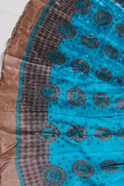 Sky Blue Color Beautiful Lehenga Choli On Banglory Satin