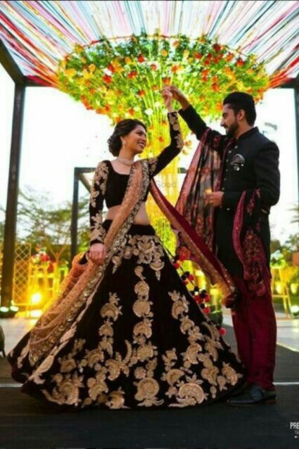 Marron Color Lehenga Choli On Heavy Velvet With Embroidery Work