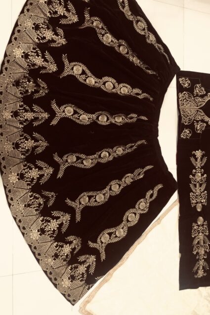 Maroon Color Lehenga Choli On Two Tone Velvet With Embroidery Work
