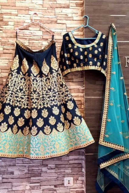 Blue Color Charming Lehenga Choli On Taffeta Silk With Dupatta