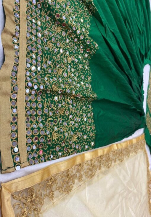 Green Color Stunning Lehenga Choli On Taffeta Silk With Embroidery And Mirror Work